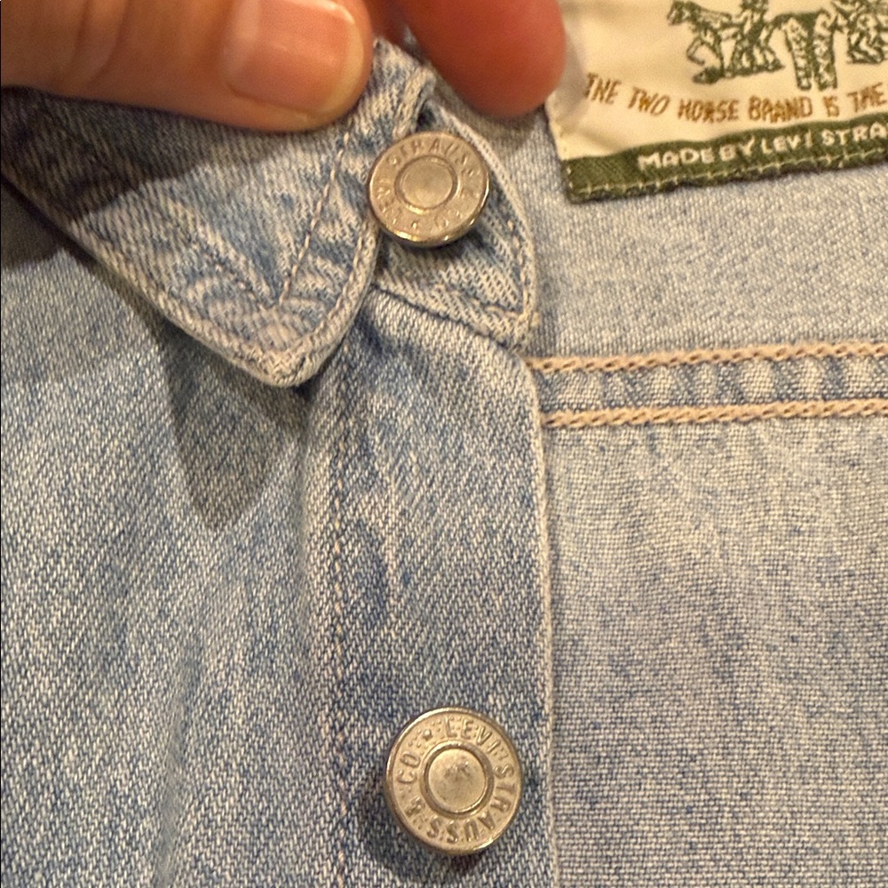 Levi's Light Blue Denim Duster w Sheer Floral Embroidered Length, size XL NWOT - Picture 5 of 10